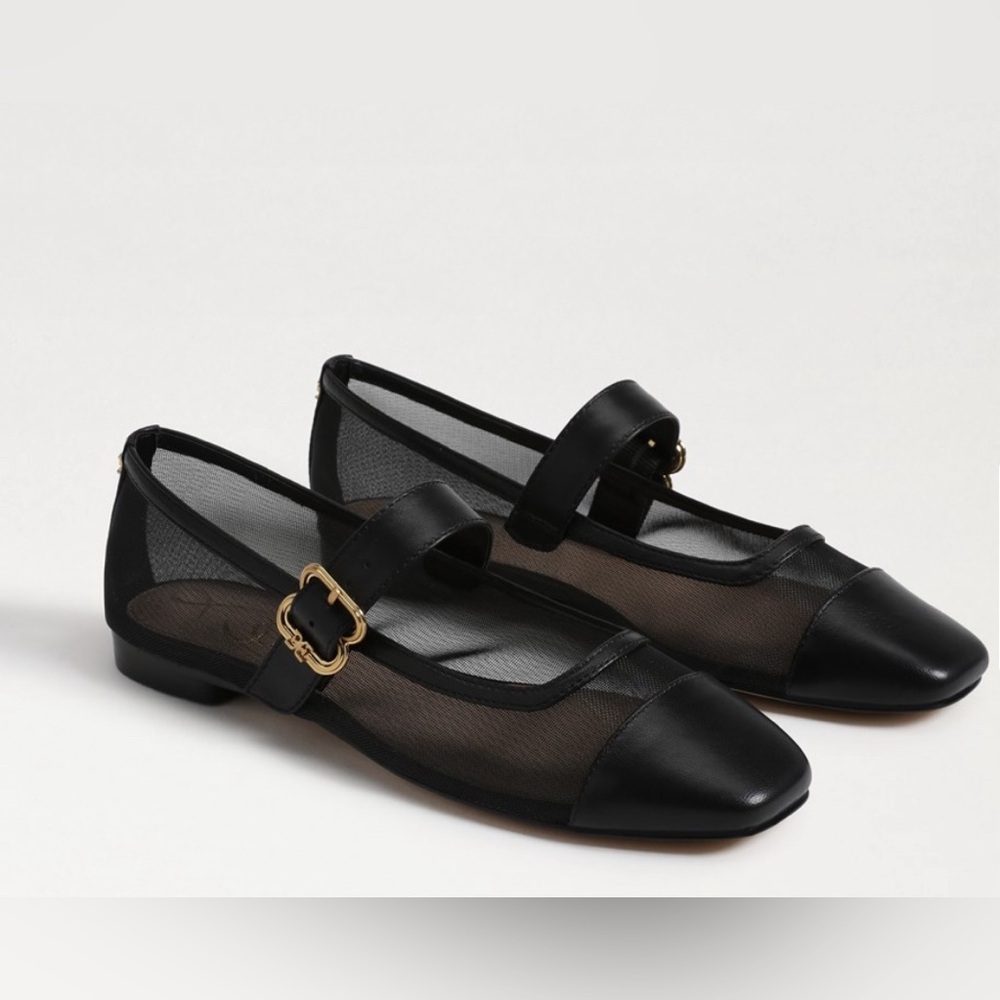 Sam Edelman Miranda Black Mesh Mary Jane Flat 7.5